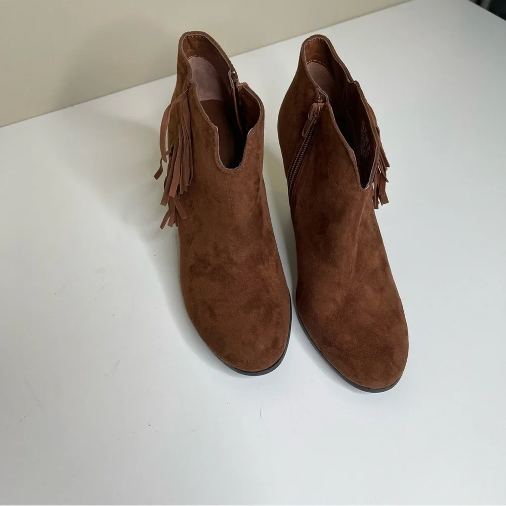 Carlos Santana Tempe Brown Suede Fringe Booties